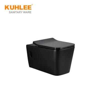 China Modern High End Custom WC Hidden Matte Black Wall Hung Tank North Europe Designer Bathroom Toilets for sale