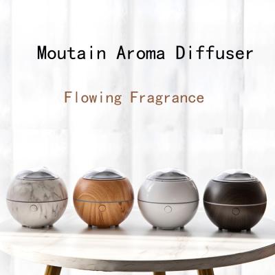 China USB 5V Hotel Selling Grain Aroma Diffuser Ultrasonic Electric Wooden Color Air Humidifier Mountain Top Diffuser Oils USB 5V For Home for sale