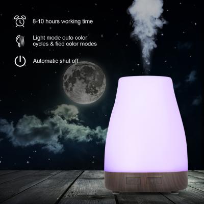 China Hotel Grain Bottle Aromatherapy Purifier Essential Oil Wooden Remote Control Electric Humidifier 7 Color Led Aroma Diffuser for sale