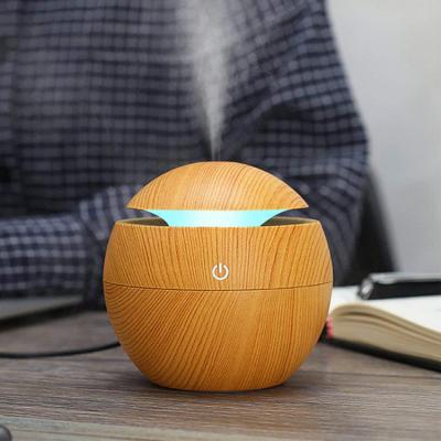 China 130ML Car Mushroom Essential Oil Ultrasonic Air Humidifier Wood Grain LED Lights Perfume Oil Diffusers USB Aromatherapy Diffuser for sale