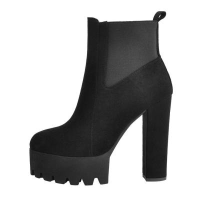 China Other Hot Selling Pointed Toe Black Platform Chunky Combat Ankle Boots for sale