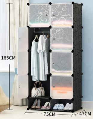 China FACTORY wholesale PP magic DIY wardrobe Bedroom furniture with shoe shelf Cheap Student Clothes Quilt Cabinet for sale