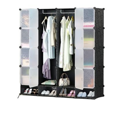 China Hot selling DIY plastic wardrobe with shoe rack kids clothes cabinet bedroom furniture for sale