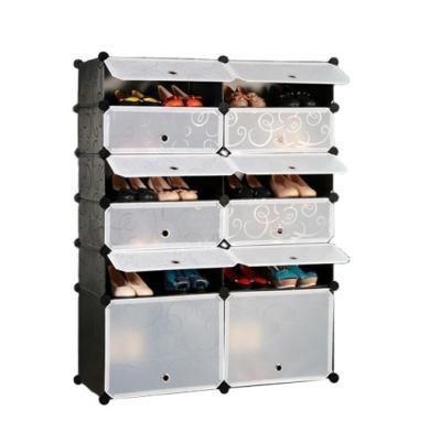 China factory direct sale pp DIY shoe cabinet double five layer kids clothes cabinet shoe rack bedroom furniture for sale