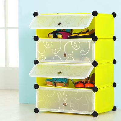 China Modern magic simple assemble furniture diy portable closet folding cabinet pp plastic shoe rack for sale