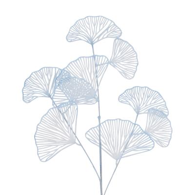 China 2021Factory beautiful artificial flower white gold silver colored metal simulated leaf stems branch artificial flowers ginkgo plastic leaf for sale