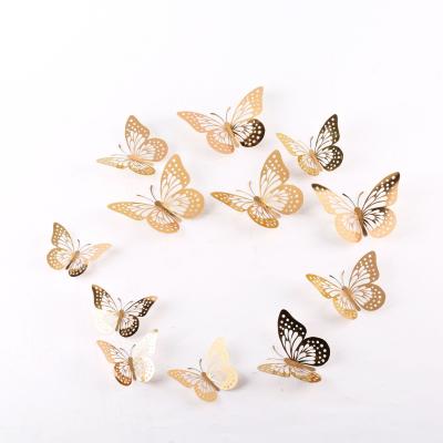 China Hot Selling Beauty Decorations Gold Simulation 3d Butterfly Baby Shower Birthday Decoration Wedding Family Holiday Party Decoration for sale