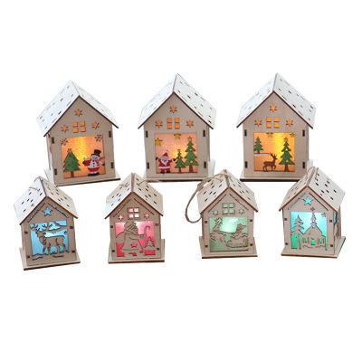 China Fashionable 2021Festival LED Light Wooden Room Christmas Tree Hanging Ornaments Nice Christmas Tree Decoration for sale