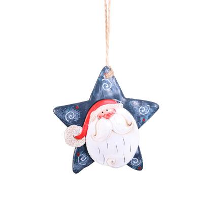 China Hot Sale Folk Art Santa Star Pendant Christmas Decoration Creative Resin Crafts for sale