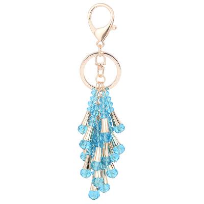 China Fashion factory direct crystal beaded tassel car key chain creative ladies bag fashion gift charm mobile phone shell pendant accessories for sale