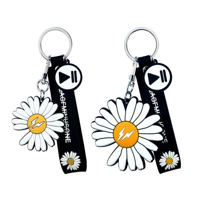 China Other New Daisy Keychain Accessories Trendy Soft Jewelry 2021 Diy PVC Schoolbag Rubber Key Chain Pendants for sale