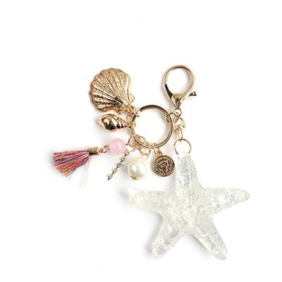 China The Other 2021 Creative Acrylic Starfish Key Tassel Key Ring Children's Other Main Pendant Birthday Gift Ladies Bag Car for sale