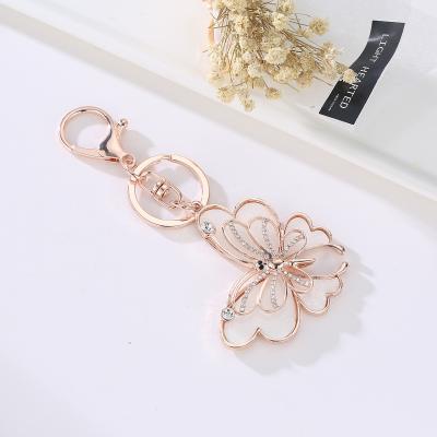 China Vintage Promotional Butterfly Rhinestone Fasion 2021Custom Llavero Metal Key Chain For Gift for sale