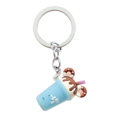 China 2021Wholesale 3d tea promotion gift babo key chain PVC rubber cute boba keychains for sale