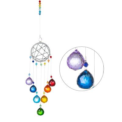 China Hang act the role ofing 2021Seven colors hanging drop colored glass Crystal Sun Light Catcher Bauhinia moon prism pendant for sale