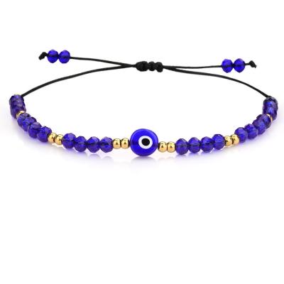 China TRENDY Jewelry 2021Handmade Gifts Braided Rope Chain Crystal Beads Bracelets For Women Colorful Evil Blue Eye Friendship Bracelets for sale