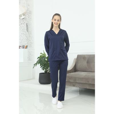 China Best Comfort Stretch Breathable Medical Nurse Spandex Hospital Uniform Hospital Nursing Scrub V Neck Top Fast Shipping for sale