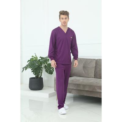 China Breathable Custom Hot Sale V-Neck Scrub Spandex/Polyester Unisex Uniforms Scrubs Hospital Patient Gowns Uniform for sale