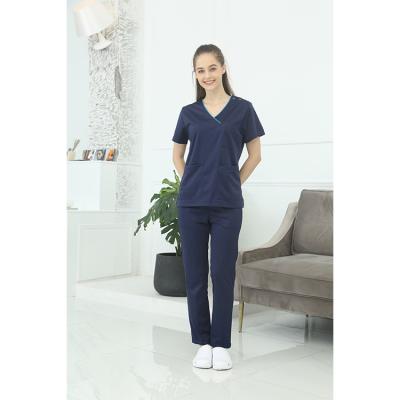 China New Medical Breathable OEM Style Antimicrobial Unisex Hospital Spandex / Polyester Scrubs Nurse Uniform for sale