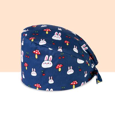 China Reusable 100% Breathable Cotton Nurse Hats Scrub Hat Buffy Scrub Covers One Size Multi Colors for sale