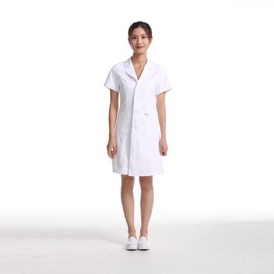 China Fast Delivery Cotton Breathable White Coat Women's 100% Short Sleeve Doctor Lab Gown Doctor Uniform In Hospital Dentist Uniform for sale