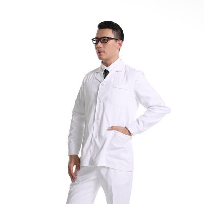 China Breathable Twill Pharmaceutical Men Long Sleeves Cotton Top Polyester White Gown Doctor Lab Coat Medical White Uniforms for sale