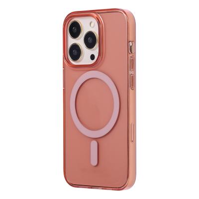 China Shockproof Custom Non-Yellowing Semi-Clear Phone Case With Magnetic Ring For iPhone for sale