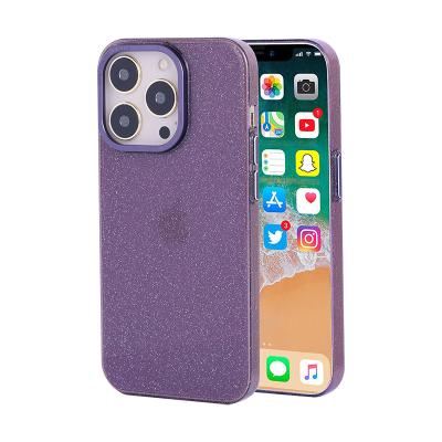 China Shockproof Gloss Purple Hardshell Glitter Phone Case For Women Slim Fit PC Case for sale