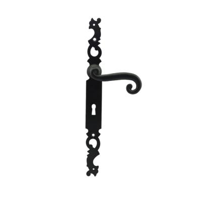 China Void Black Vintage Wrought Iron Door Handle Sets For Iron Doors for sale