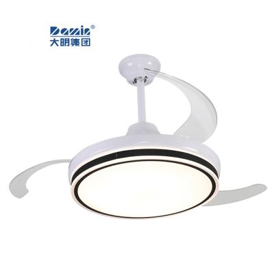 China 2021 Hotel Ceiling Fan Invisible Bladeless Decorative Led Remote Control Light And Lamp With Retractable Plastic Blade for sale