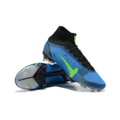 China Durable SIZE EUR 39 40 41 42 43 44 45 Blue Upper Solid High Knit Waterproof Superfly 8 FG Soccer Shoes for sale