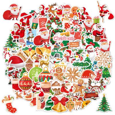 China Self Adhesive Amazon Vinyl Hot Selling 100 Christmas Stickers Sprinkle Santa Decorations Cup Laptop Xmas Party Stickers for sale