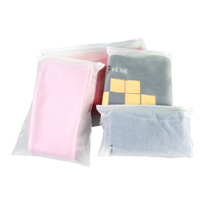 China Hot Selling Recyclable Frosted Towel Clothing Zipper Bags EVA Plastic Bag Waterproof Dustproof Travel Storage Bag Translucent for sale