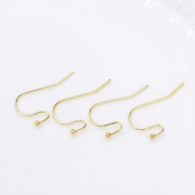 China Real copper 18k 14k gold plated earring making filled with pearl fish hooks earring accessories connection jewelry for sale