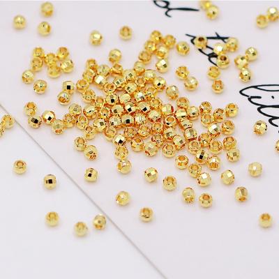 China Real 18k 14k copper gold plated filled good quality round spacer bead personalized laser for diy jewelry making for sale