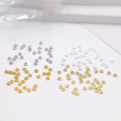 China 4mm 18k 14k real copper gold plated filled snowflake spacer accessories for necklace bracelet jewelry making for sale