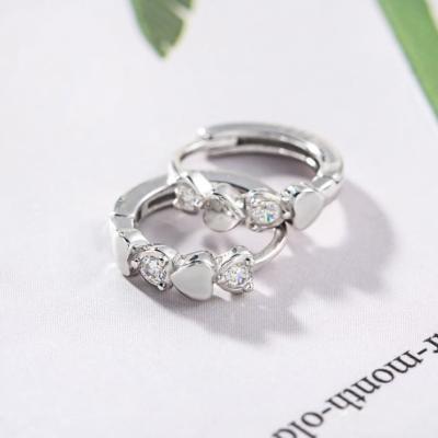 China Trendy Korean simple diamond fashion love heart huggie infinity earrings geometric jewelry women wholesale for sale