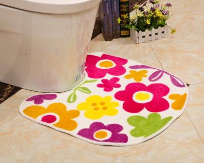 China Anti slip U shape Toilet Floor Mat , 100% microfiber toilet pedestal mats for sale