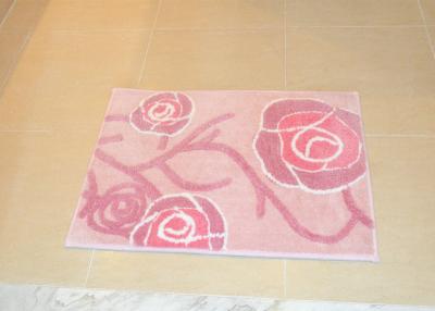 China Pink modern rose flowers hand tufted rugs anti slip bath mat for Home decoration for sale