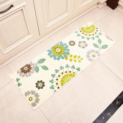 China White flowers design anti slip Printed Floor Mats for Hotel / Restaurant for sale