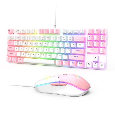 China RGB Backlight Onikuma Led Pink PC Custom Office Gamer Computer RGB Mechanical Gaming Keyboard Mouse Combos for sale