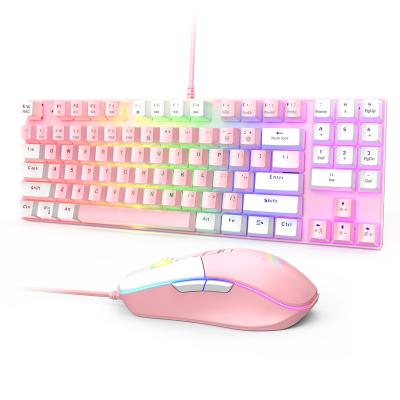 China Onikuma RGB Backlight RGB Backlight Office USB Teclado Computer Combo Set Gaming Keyboard Mechanical Pink Mouse for sale