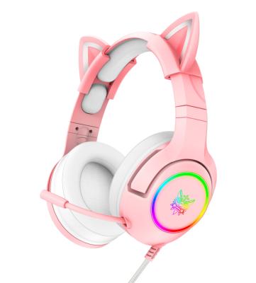 China Perfect Customizable Cute Onikuma K9 RGB Cat Ear Profissional Gamer 7.1 Gamer 7.1 Wired Microphone Gaming Headset Earphones Ps4 Earphones Noise Customizable for sale