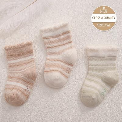 China QUICK DRY Custom Natural Kids Cotton Color Socks Lace Up Striped Socks Baby Socks for sale