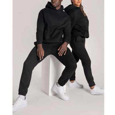 China Breathable custom sweatsuits with joggling logo wholesale cotton two piece tracksuit for men women unisex sweatsuits sets black hoodie for sale