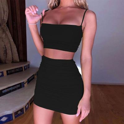 China Fashion Anti-Static Sexy Crepe Summer Tight 2 Pieces Set Women Clothing Women 2 Piece Outfit for sale