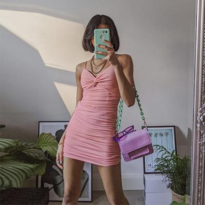 China 2021 Fashion Anti-static Summer Women's Sexy Sundress Solid Color Bodycon Off Shoulder Mini Casual Dresses for sale