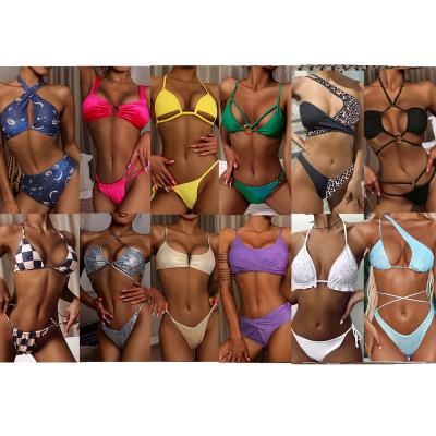 China Sexy Strappy Anti-UV Two Piece Swimwear Women Strappy 2 Piece Set Shiny Diamond Gem Bikini Set Luxury Bikinis and Beachwear for sale