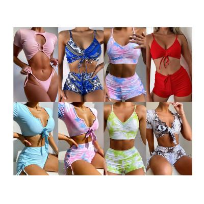 China Anti-UV Women's Bikini Bra Shorts Set Swim Tankini Black Custom Sport Swimwear for sale