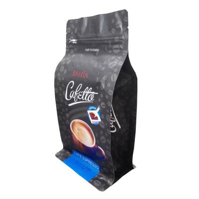 China Moisture Proof Food Grade Coffee Pouch Custom Flexible Packaging Flat Square Bottom 1kg Reusable Aluminum Foil Matt Black Coffee Bag for sale